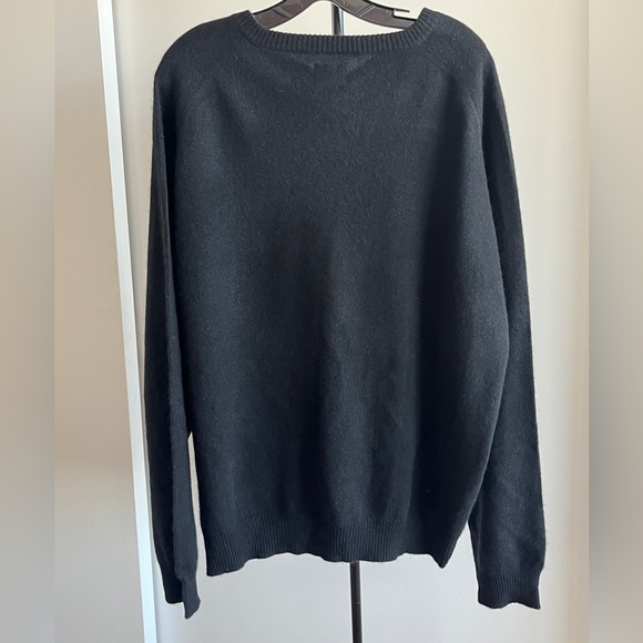 NWT George designer Mens 100% Cashmere Sweater 2 ply black slate gray V neck XXL - Picture 3 of 16